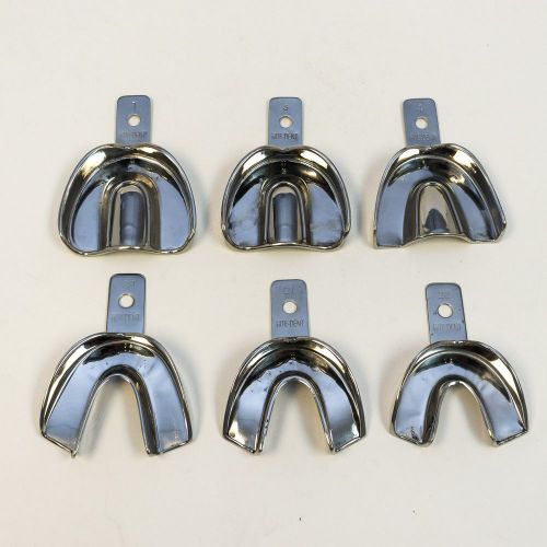 DENTAL STAINLESS STEEL NON-PERFORATED IMPRESSION TRAYS AUTOCLAVABLE SET OF 6