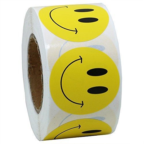 Hybsk(TM) Yellow Smiley Face Happy Stickers 1.5&#034; Round Circle Teacher Labels 500
