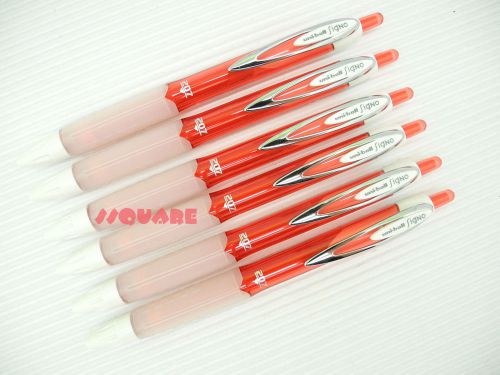 6 x Uni-Ball Signo UMN-207 F 0.7mm Fine Retractable Rollerball Gel Pen, Red