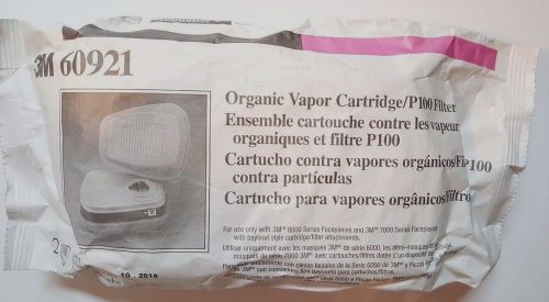 3m 60921 organic vapor cartridge p100 filter, bayonet, 10/2018, 2 pk for sale