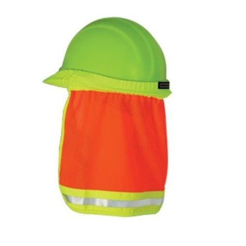 12 PACK HARD HAT NAPE PROTECTOR SUN SHADE SAFETY ORANGE WITH YELLOW TRIM