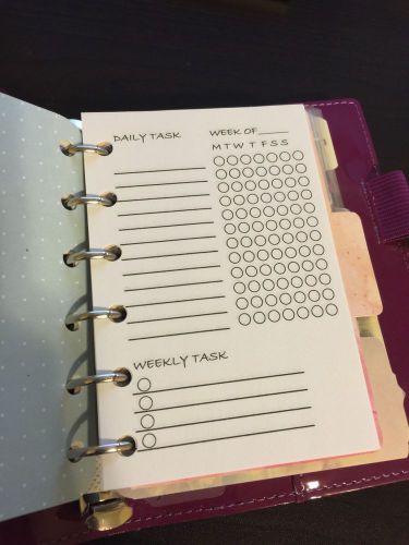 15 pgs Personal Planner Daily Task Filofax kikki k Agenda Refill Inserts Pocket