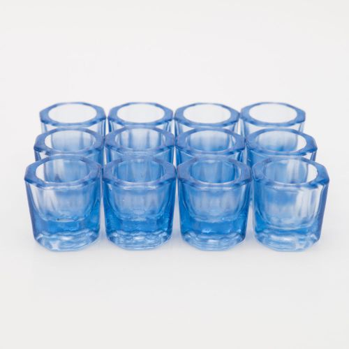 GLASS DAPPEN DISH BLUE ACRYLIC HOLDER CONTAINER DENTAL COSMETOLOGY ART 12/PCS