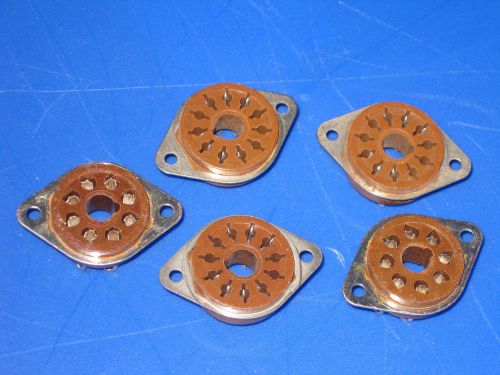 (lot of 5)   8-pin tube or relay socket - molded type american phenolic corp. for sale