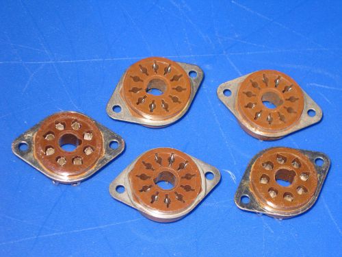 (Lot of 5)   8-Pin tube or relay socket - molded type American phenolic corp.