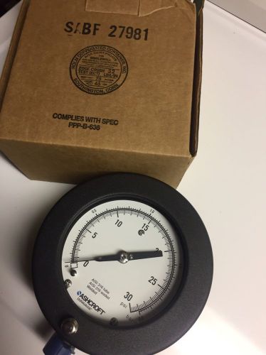 Ashcroft 4-1/2&#034; duragauge 45-1377-ss-04l-30#/br lower brand new 0-30 psi for sale
