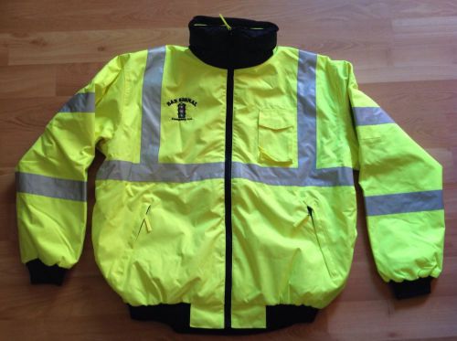 waterproof safety jacket with hood and Removable fleece lining. Size XL