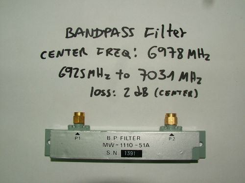 Filter bandpass CF: 6978MHz BW: 100MHz MW-1110-51A