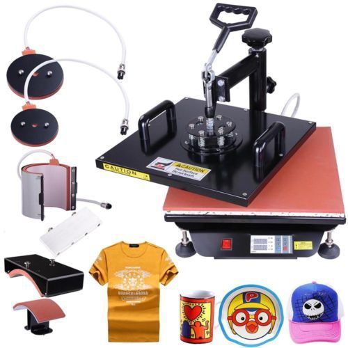 15x15 5in1 Digital Transfer Sublimation Heat Press Machine T-Shirt Mug w/ Gloves