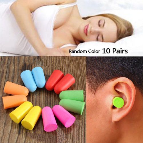 10 Pairs Soft Foam Ear Plugs Tapered Sleep Travel Noise Prevention Earplugs KJ