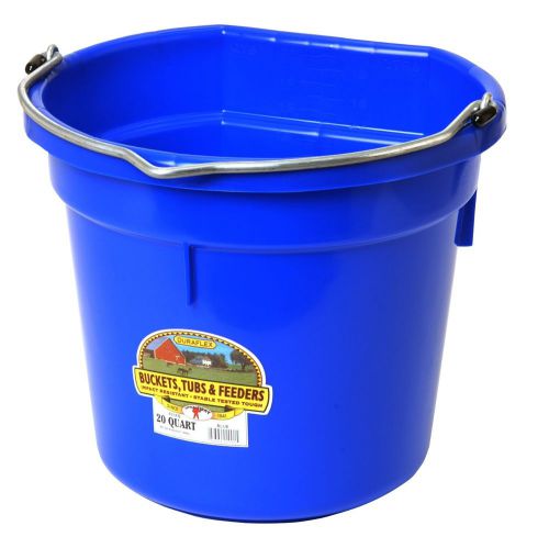 Blue 5 gallon (20 qt) professional farm grade flat back bucket pail horse cattle for sale