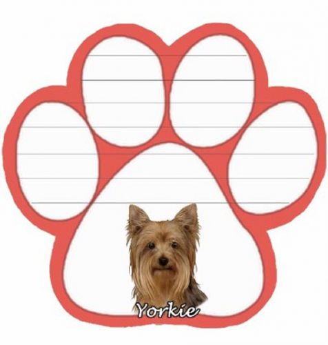 YORKIE- 50 Sheet Paw Print Shape Sticky Note Pad w/ Magnetic Back