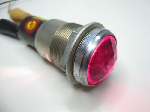 Vintage drake panel mount indicator light with 1” red faceted jewel lens &amp;  bulb for sale