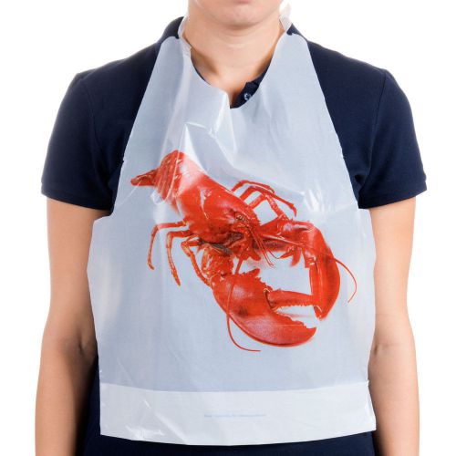 25 Disposable Plastic LOBSTER Bibs w/ties, Seafood Crab Bake Feast Wedding Cafe