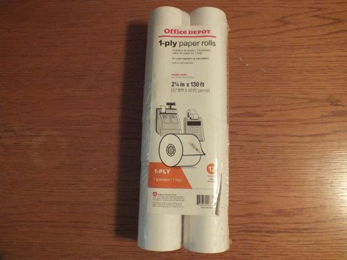 New 12 Pack Of Office Depot 1-Ply Paper Rolls, 2 1/4&#034; x 130&#039;