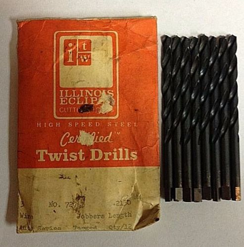8 ITW DRILL BITS 3/16&#034;x3.75 JOBBERS LENGHT Dia.2130&#034;No.72763 AUTO SEARIES TANGED