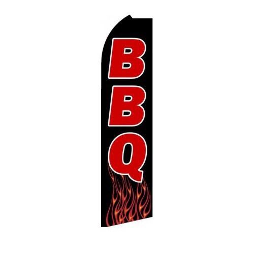 2 BBQ  sign Swooper flags 15ft Feather Banners BLACK RED made in USA (two)
