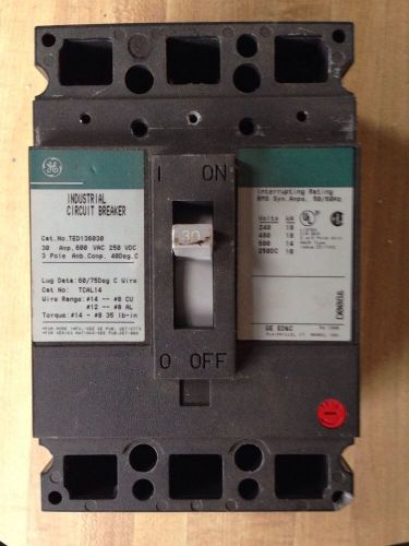 GE TED136030 Circuit Breaker 600v 30a 3 Pole