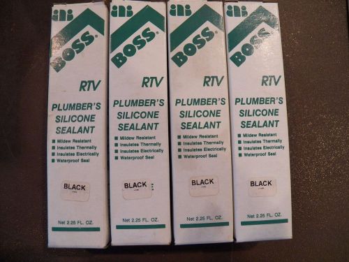Boss rtv plumber&#039;s silicone sealant - lot of 4 tubes 2.25 oz each black new for sale