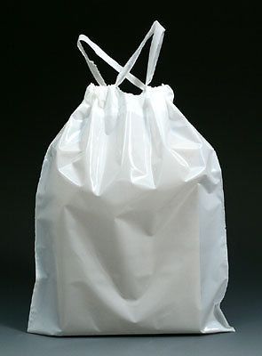 20&#034; x 24&#034; 2 mil Poly Bag with Drawtape + 4&#034; Bottom Gusset - White (500 Bags)