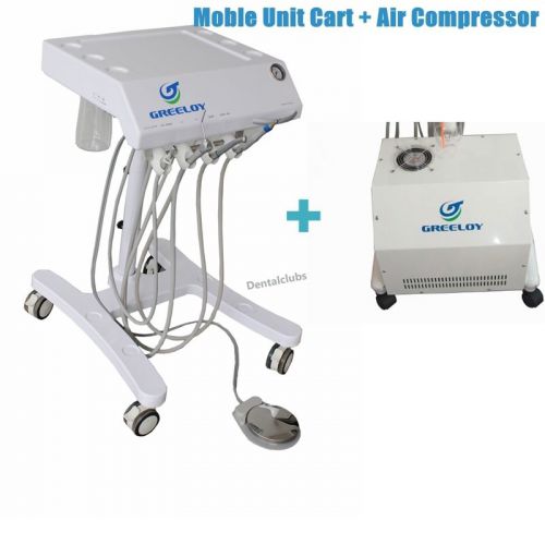 Mobile Dental Delivery Cart  Unit+Triplex Syringe With 600W Air Compressor Motor