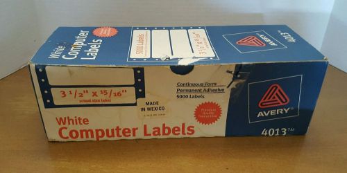 Avery Continuous Form White Computer Labels - 4013 3 1/2&#034; x 15/16&#034; Address Label