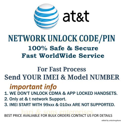 Unlock code at&amp;t usa nokia lumia 820 &amp; me clean imei &amp; out of contract only for sale