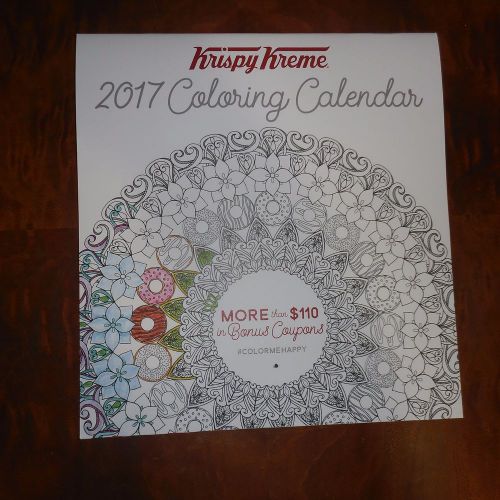 Krispy Kreme Doughnuts 2017 Coloring Calendar w/ $110 in Bonus Coupons