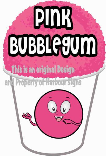 Pink bubblegum decal 7&#034; shave shaved ice sno cone italian ice concession food for sale