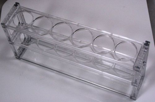 6 Place Acrylic Plastic Test Tube Rack w/Mirror &amp; 30mm Openings