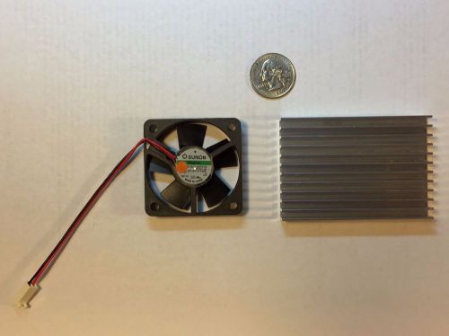 Aluminum Heat Sink - 3&#034;X2&#034;X.5&#034; - 75x50x12mm + Sunon MagLev 50mm x 10mm 2-Pin Fan