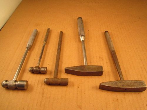 Machinist made hammer tool lot (5) all metal Tinsmith Mechanic Blacksmith peen
