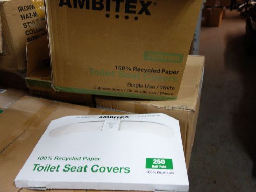 Ambitex tscr5000 half fold recycled toilet seat covers case of 5000 for sale