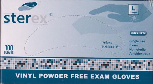 100 STEREX VINYL POWDER FREE EXAM GLOVES Non-Sterile DISPOSABLE PROTECTION LARGE