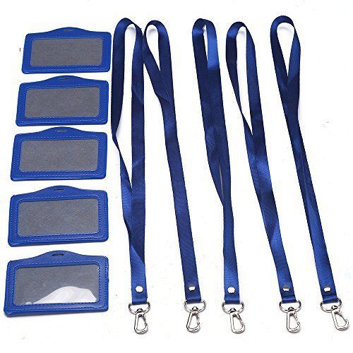 Esky Mall EMeskymall 5Pcs Horizontal Style Blue Name ID Tag Badge Card Holder