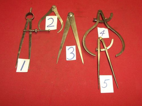 Lot Of 5 Quality Calipers &amp; Dividers: All Cast Steel