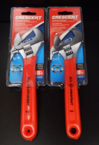 New Set of 2 Crescent Brand 8&#034; Adjustable Wrench Chrome Cushion Grip AC28CVS