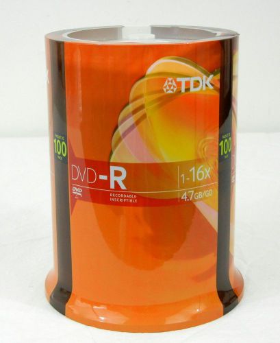 TDK DVD-R 4.7GB 100-Pack Tower Case - New, Factory Packaging