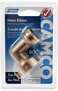 New Sealed Camco 90 Degree Brass Hose Elbow Prevent Hose Crimping &amp; Strain 22505