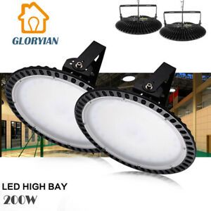 4X 200W Ultra-Thin LED High Bay Light Warehouse Industrial Factory GYM Light US