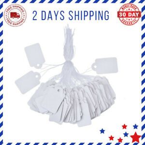 White Marking Tags Price Labels Display Hanging String 500 Pack 35  22 White New