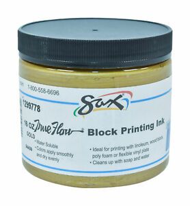Sax True Flow Water Soluble Block Printing Ink, 1 Pint Jar, Gold