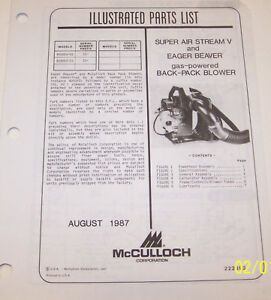 McCULLOCH GAS  BACK-PACK BLOWER/SUPER AIRSTREAM V OEM ILLUSTRATED PARTS LIST