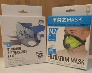 RZ Reusable Air Filtration Masks M2 &amp; F1 Model Sold as Set New in Box w/ Filters