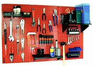 Wall Control 30-WRK-400RB Standard Workbench Metal Pegboard Tool OrganizerRed...