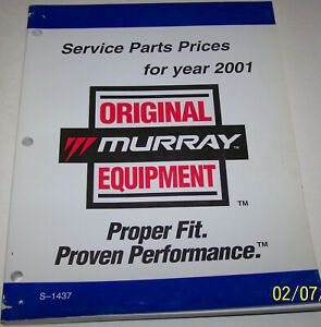 MURRAY LAWN AND GARDEN, SERVICE PART PRICES FOR YEAR 2001