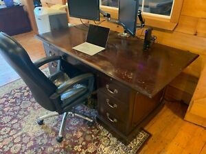 Executive Desk and Credenza with Bookcase - Traditional; Quality Solid Wood