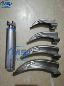 LED McCoy Macintosh Laryngoscope Set With 4 Blades + C Size Handle