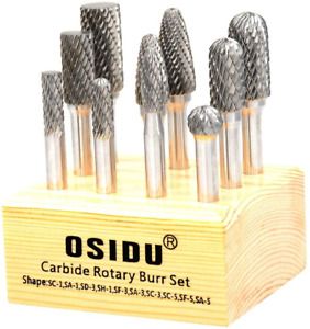 OSIDU Carbide Burr Set-Double Cut Solid Carbide Rotary Burr File Set Die Grinder