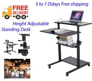 Height Adjustable Wooden Standing Desks For Home Office Mobile Laptop Ergonomic